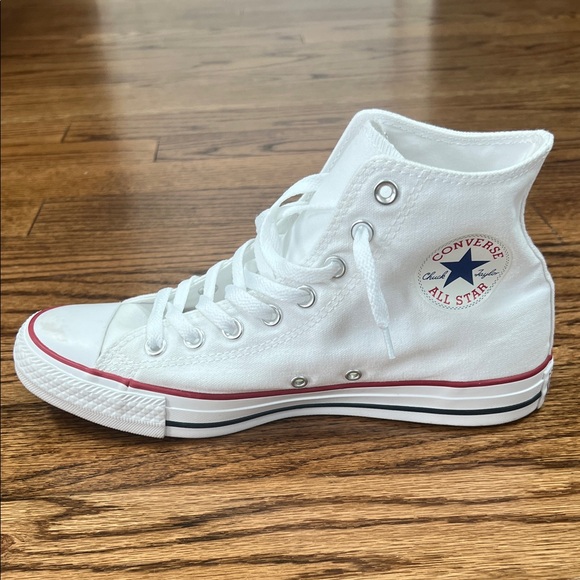 Converse White High-Top Sneakers with Red Accents - Picture 5 of 9